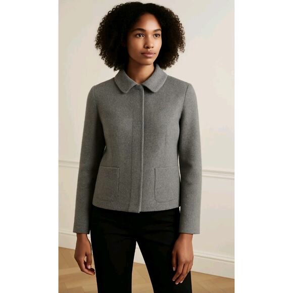 Tara Jarmon grey unlined wool blend jacket Collar Pockets Size 42 US 10 - Picture 1 of 13